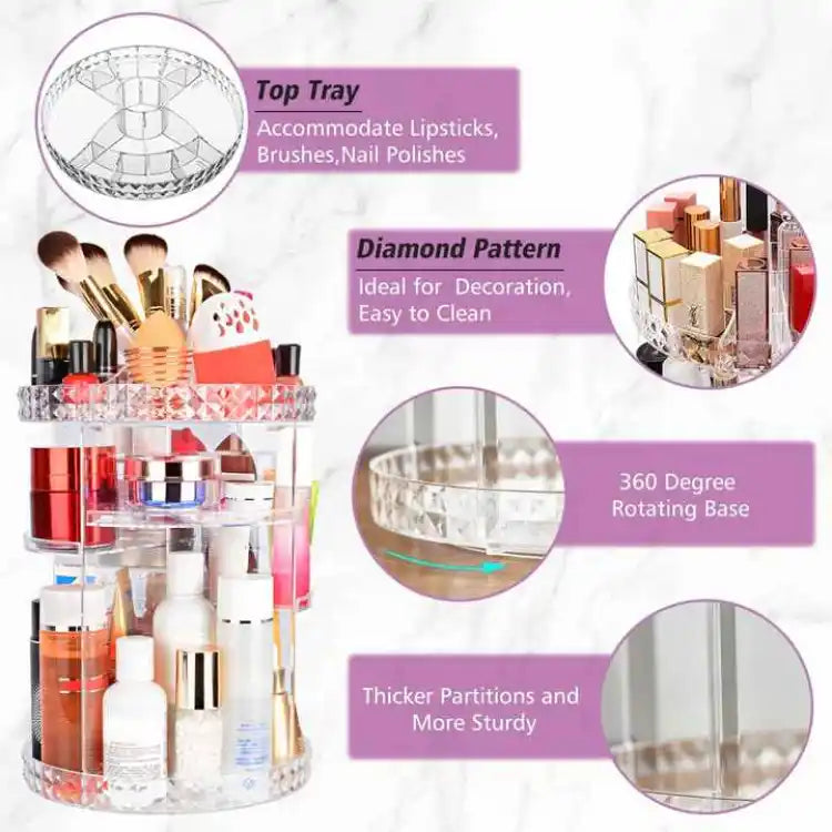 360 Degree Rotating Makeup Organizer