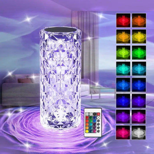 Crystal Diamond Table Lamp, 16 Colors Changing Touch Lamp