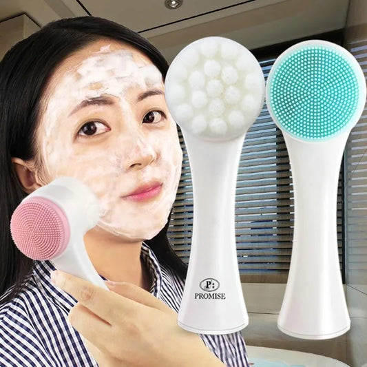 Silica Gel Facial Brush Double Sided Facial Cleanser Blackhead Removing Product